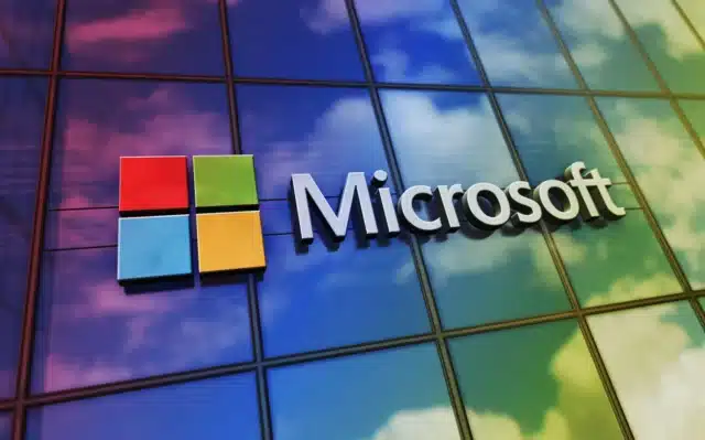 Colorful rainbow Microsoft building logo