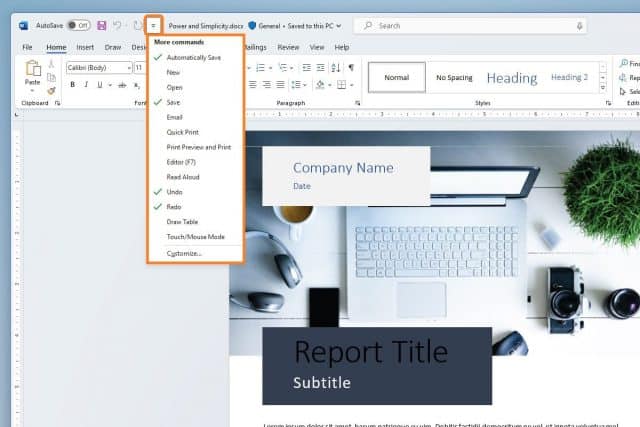 Microsoft Office Quick Access Toolbar