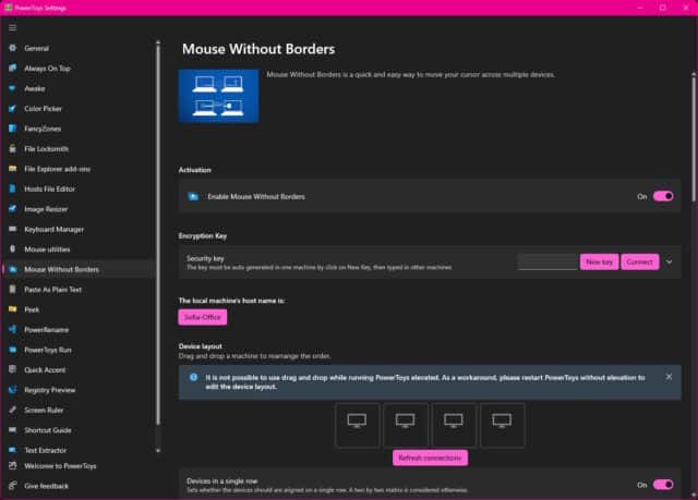 PowerToys v0.70.0 Mouse Without Borders