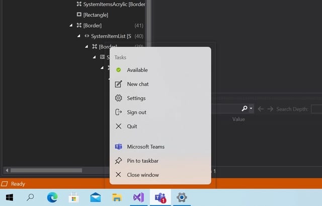 Windows 10 floating menu