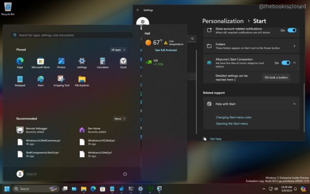 Windows 11 Start Menu Companions