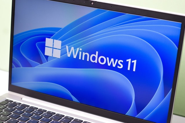 Close-up of Windows 11 laptop