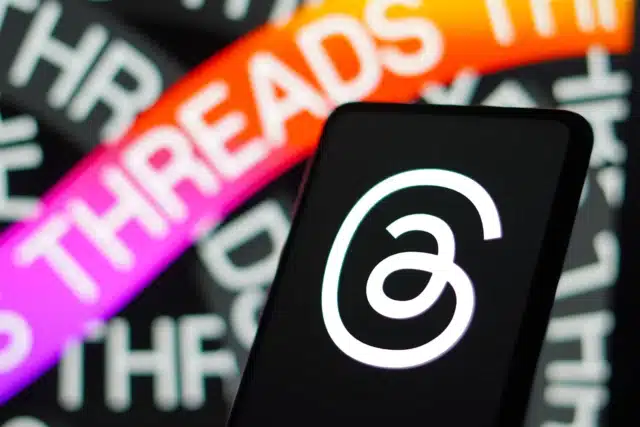 Threads logo on smartphone